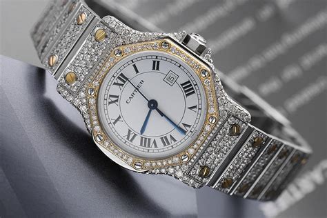 cartier santos diamond watch|cartier santos diamond watch price.